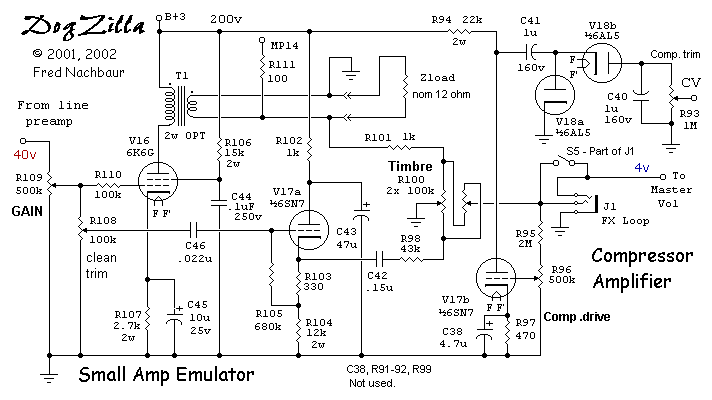 Small-Amp Emulator and Compressor Amp