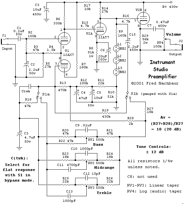Studio Instrument Preamp schematic