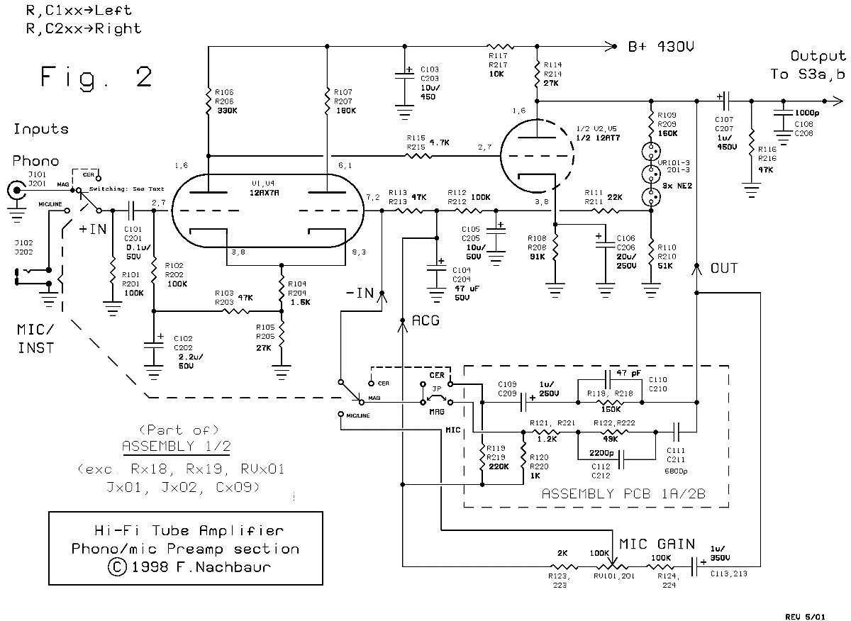 Fig. 2: Phono and Mic/Line Preamplifier